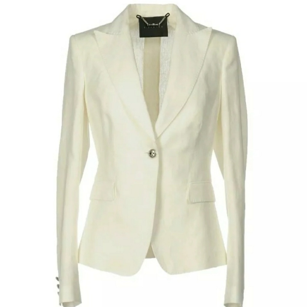 $650 John Richmond Ivory blazer chained back 10 44